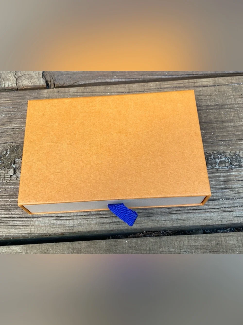 Louis Vuitton Orange Box with Blue Logo and Blue Pull